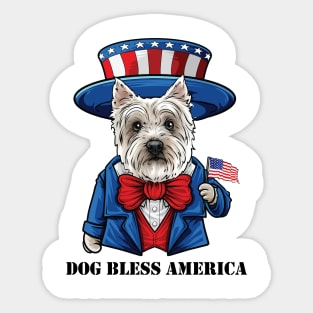 Westie Dog Bless America Sticker